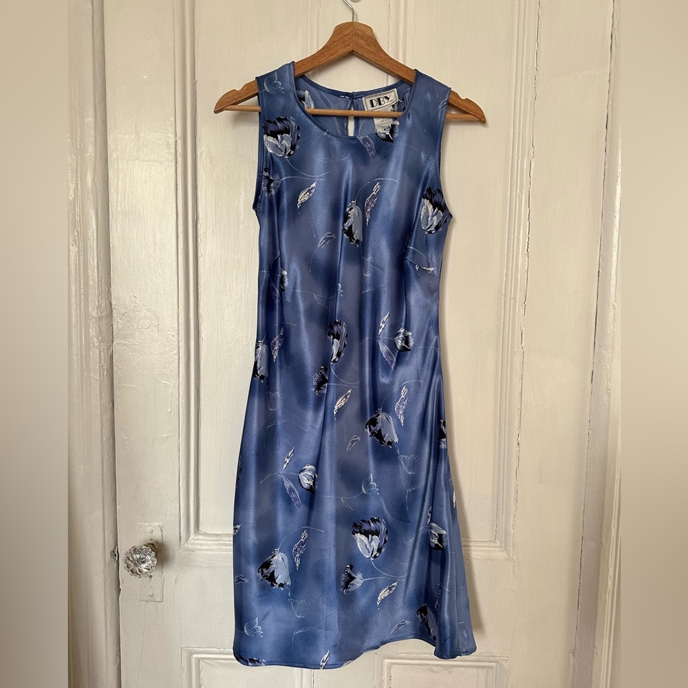 Vintage Blue Floral Mini Dress